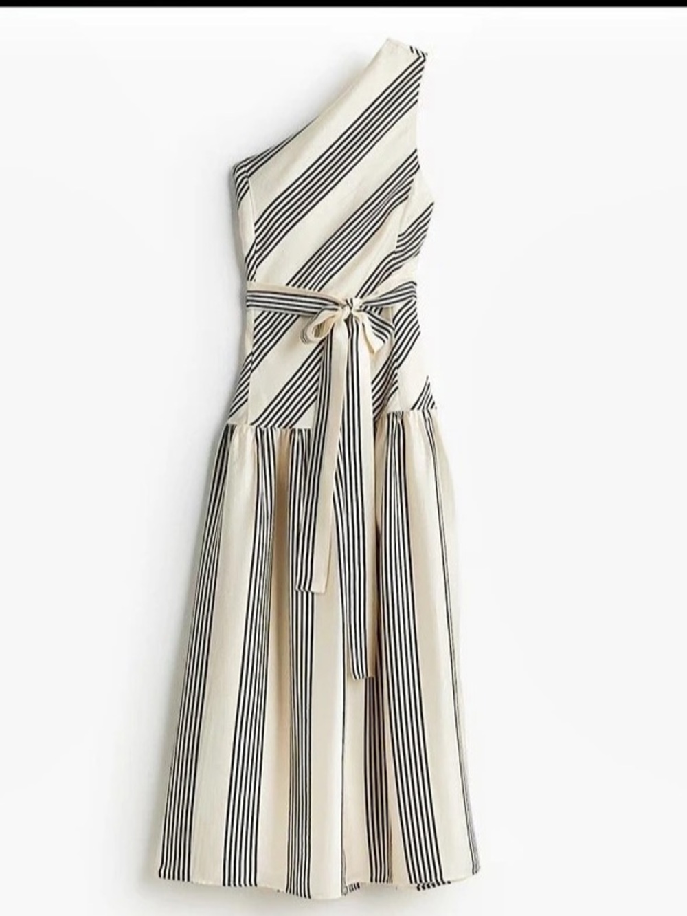 H&M Lyocell-Blend One-Shoulder Dress White & Black Size Large